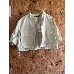 NWT ZARA  Cropped Top Shirt Zip Down  Size XL